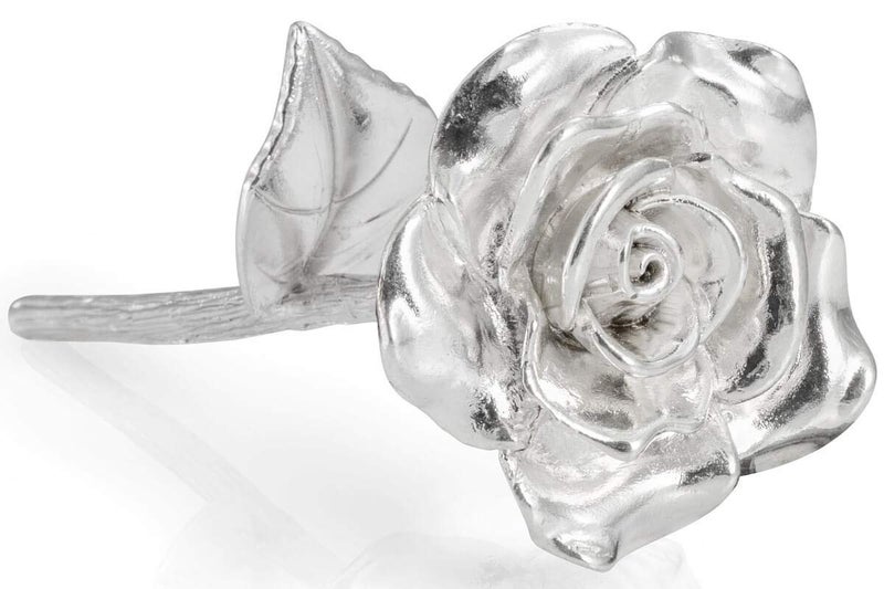 BESZONE Tin Rose الذكرى السنوية العاشرة لهديتها - هدية من القصدير لمدة 10 سنوات لذكرى زفاف الزوجين للزوجين من القصدير المصبوب الصلب والذكرى السنوية العاشرة للزوجة من الألومنيوم القصدير للعائلة - Image 3